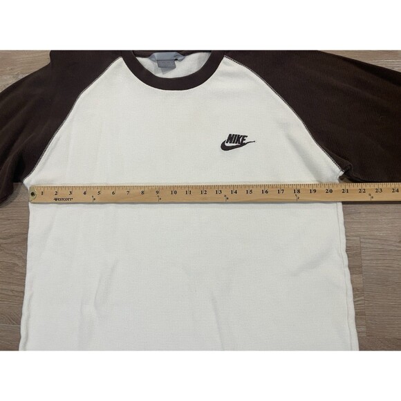 Nike Y2K Waffle Knit Thermal Shirt White BrownLong Sleeve Size Men’s XL - Picture 6 of 9